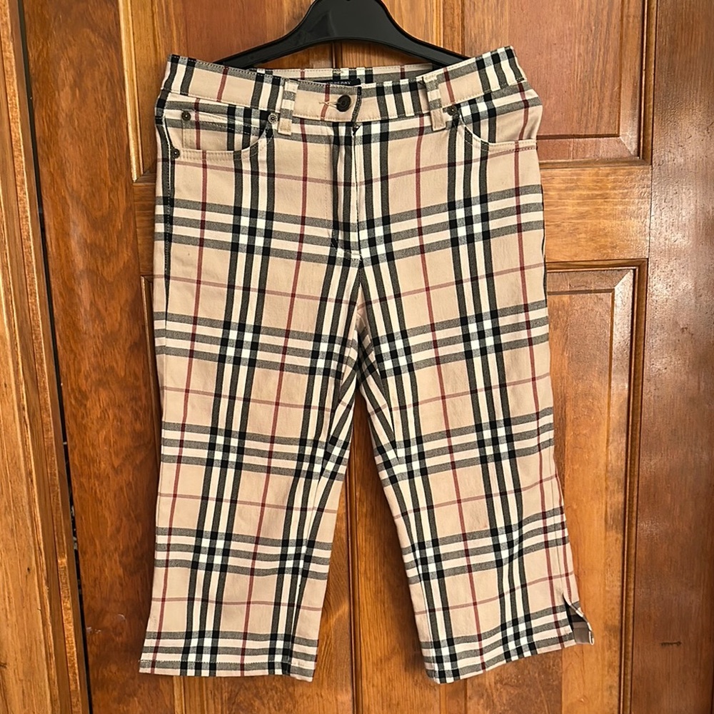 Burberry Beige Plaid Capris
